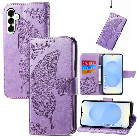 Чохол-книжка для Samsung Galaxy S25 FE, Butterfly, фіолетовий