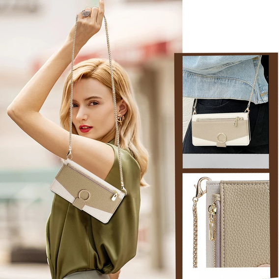 Чохол-книжка для Honor Magic 6 Lite 5G, Wallet Zipper Pocket, з дзеркалом, білий