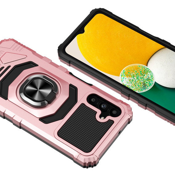 Чохол для Samsung Galaxy S23 FE, броньований з підставкою та ручкою, фіолетовий