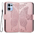 Откидной чехол для Oppo Reno 13, Butterfly, розовый rose gold