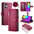 Откидной чехол для iPhone 16 Plus, Wallet Zipper Pocket, красный