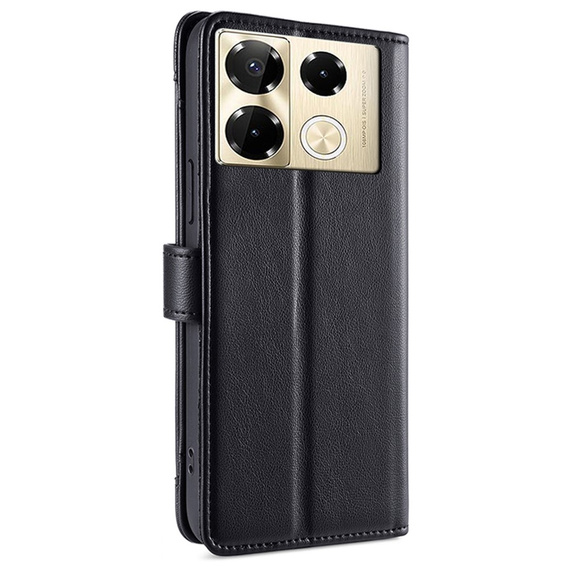 Откидной чехол для Infinix Note 40 Pro, Wallet Zipper Pocket, чёрный