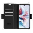 Чехол для Oppo Reno 11F, ERBORD Glossy Litchi, кошелек с клапаном, чёрный
