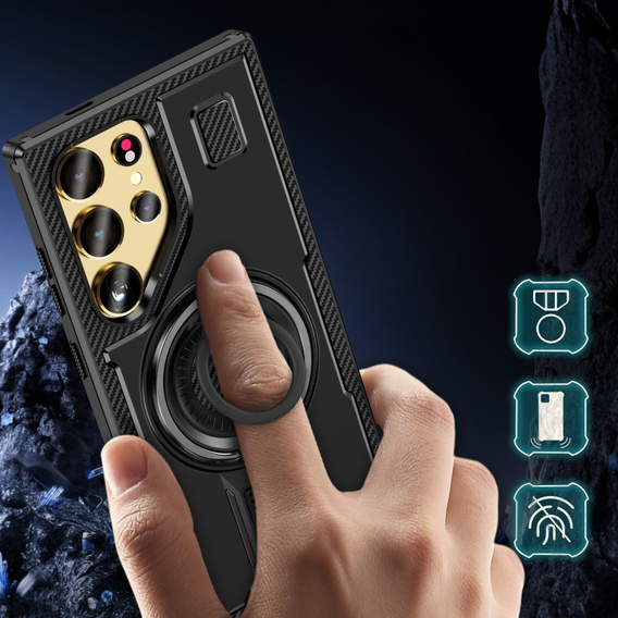 Чехол до Samsung Galaxy S25 Ultra, Kickstand Ring, чёрный