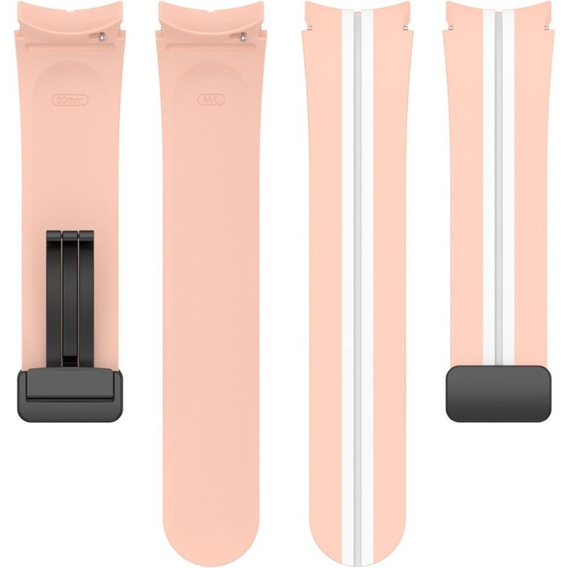 Силиконовый ремешок для Samsung Galaxy Watch 4 / 5 40/42/44/46/45MM PRO, Pink / White