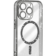 Чохол для iPhone 16 Pro, ERBORD Glitter MagSafe, чорний + Скло для екрану