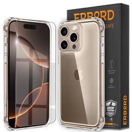 Чехол для iPhone 16 Pro Max, Erbord Dropproof, прозрачный + стекло