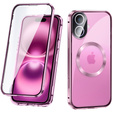 Магнітний чохол Dual Glass MagSafe для iPhone 16, рожевий rose gold