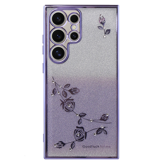 Чехол для Samsung Galaxy S24 Ultra, Glitter Flower, фиолетовый