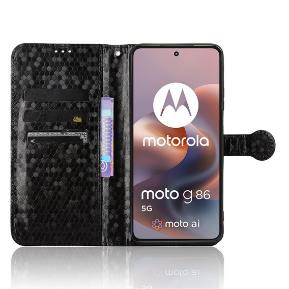 Чохол-фліп для Motorola Moto G86 5G, Wallet Rhombus, чорний