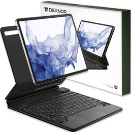 Обкладинка для клавіатури Samsung Galaxy Tab S10+/S9 FE+ Plus/S9+/ S8+/ S7+/ S7 FE, Dexnor Magnetic Keyboard Touchpad, чорний