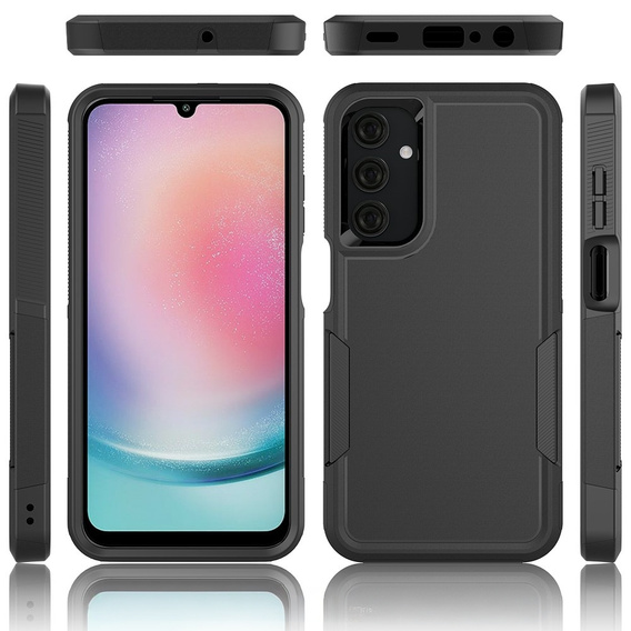 Броньований чохол для Samsung Galaxy A25, двошаровий, чорний + скло 9H