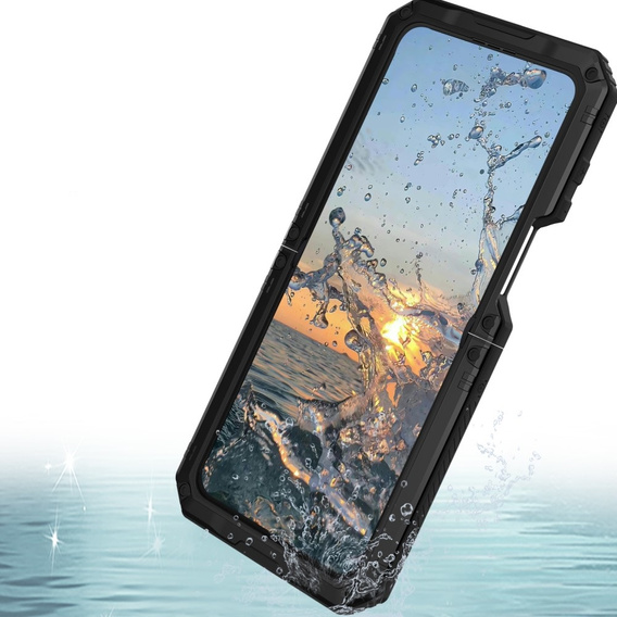 Бронированный чехол для Samsung Galaxy Z Flip 4 5G, алюминий, с подставкой, черный