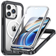 Чохол для iPhone 15 Pro, броньований Full Protect 360° для MagSafe, скло для екрану, чорний
