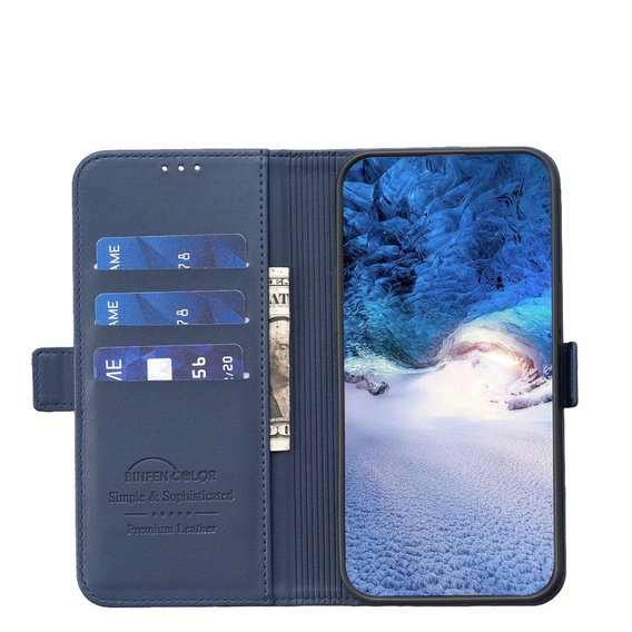 Откидной чехол для Samsung Galaxy A15, BINFEN Wallet, синий + 9H стекло  