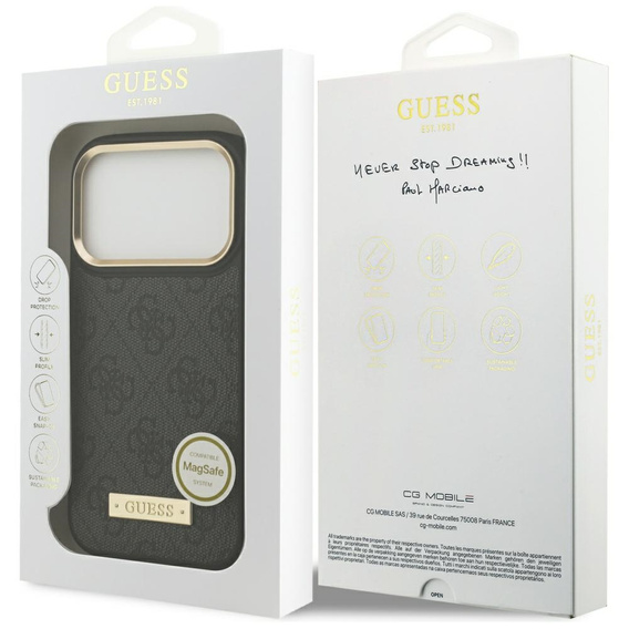 Чехол GUESS 4G Logo Plate MagSafe для iPhone 17 Pro