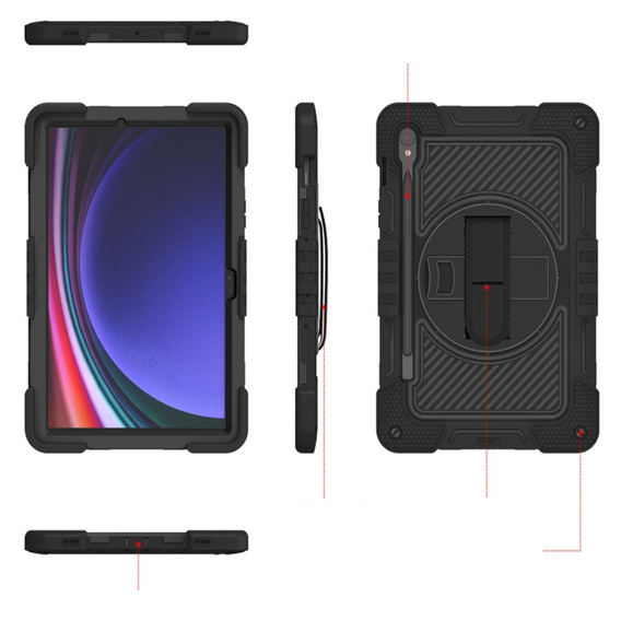 Чехол для Samsung Galaxy Tab S9, бронированный защитный, черный