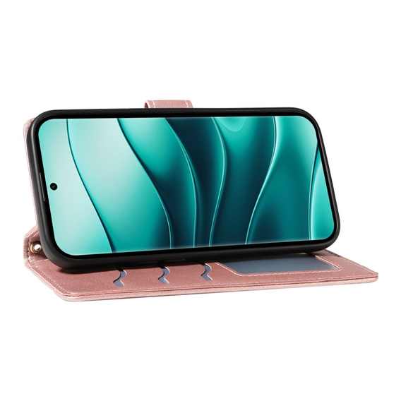 Чохол-сумка для Xiaomi Redmi Note 14 Pro 5G / Xiaomi Redmi Note 14 Pro+ 5G / Xiaomi Poco X7 5G, Rhombus Crossbody Leather, рожевий rose gold