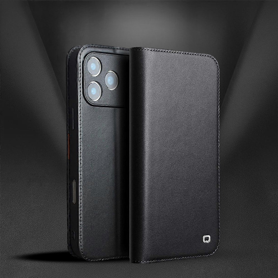 Шкіряний гаманець-розкладачка QIALINO для iPhone 17 Pro Max - чорний