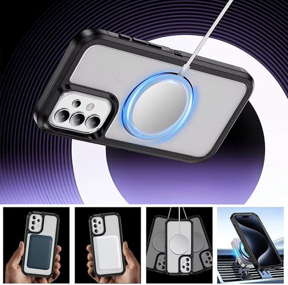 Чохол з рамкою для Samsung Galaxy S23 FE, для MagSafe, прозорий / чорний