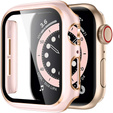 2в1 чехол и защитное стекло для часов Apple Watch 7/8 45mm - Pink / Gold