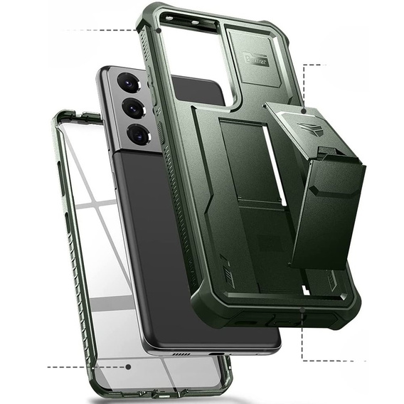 Бронированный чехол для Samsung Galaxy S21 Ultra, Dexnor Full Body, зелёный