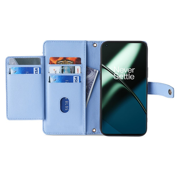 Откидной чехол для OnePlus 12 5G, Wallet Zipper Pocket, синий