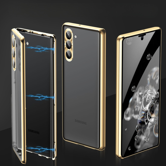 Чехол для Samsung Galaxy S23, Magnetic Dual Glass, золотой