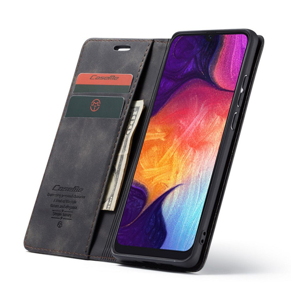 Чехол CASEME для Samsung Galaxy A50, Leather Wallet Case, чёрный