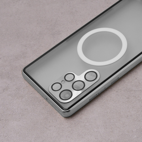 Магнітний чохол Dual Glass MagSafe для Samsung Galaxy S22 Ultra, сріблястий