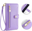Откидной чехол для iPhone 16E, Wallet Zipper Pocket, фиолетовый