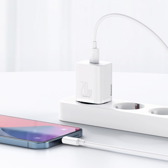 Зарядное устройство Baseus Super Si QUICK CHARGER PD20W + Кабель Lightning - White
