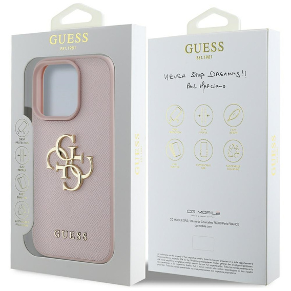 Чехол GUESS Grained Big 4G and Classic Logo для iPhone 16 Pro