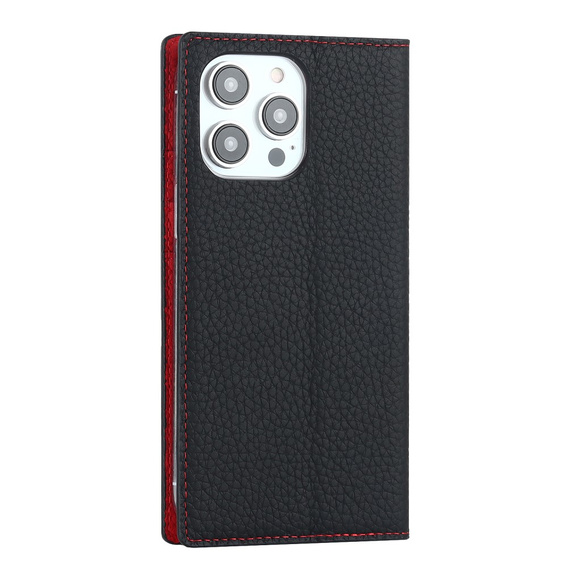 Откидной чехол для iPhone 15 Pro Max, Litchi Skin Grain, чёрный