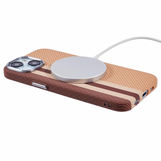 Чехол для iPhone 13, Carbon Fiber MagSafe, жёлтый