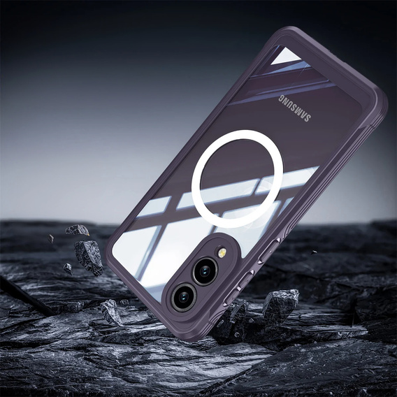 Чохол для Samsung Galaxy S25 Edge, Shockproof, зі склом, для MagSafe, фіолетовий