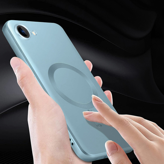 Чехол для iPhone 16E, ColorMag, для MagSafe, синий + закаленное стекло 9H