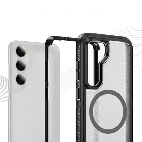 Чехол с рамкой для Samsung Galaxy S23 FE, для MagSafe, прозрачный / черный