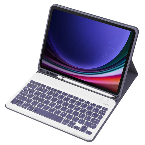 Чехол + клавиатура Samsung Galaxy Tab S9, Leather Pen Slot, фиолетовый