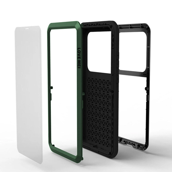 Чoхол Love Mei до Samsung Galaxy S20 Ultra, armored with glass, зелений