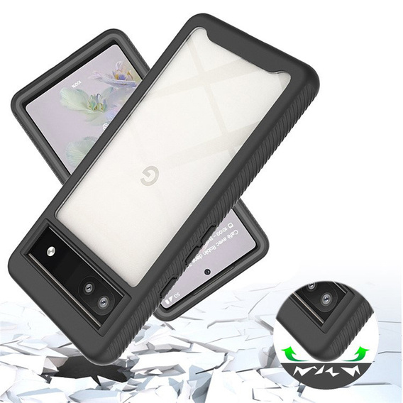 Чехол для Google Pixel 6a, Shockproof, с пленкой, чёрный