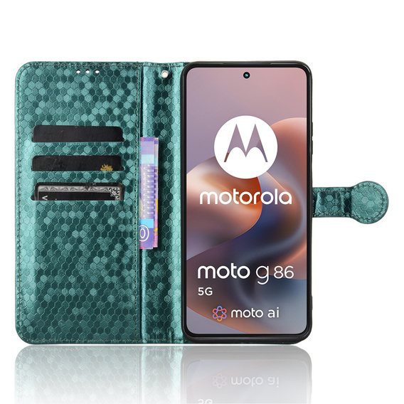 Чохол-фліп для Motorola Moto G86 5G, Wallet Rhombus, зелений