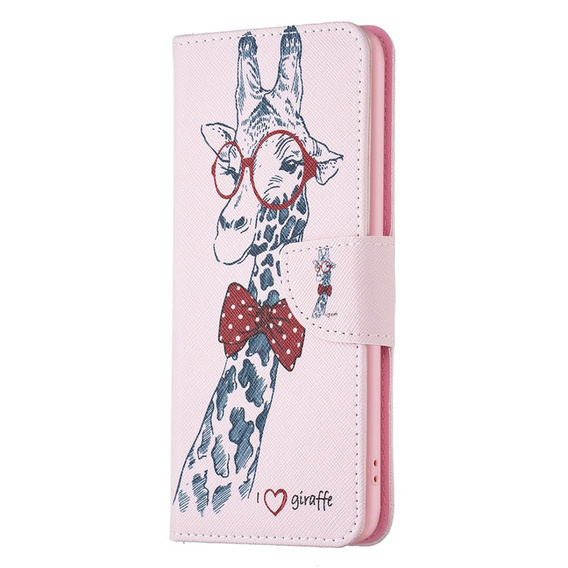 Откидной чехол для Xiaomi 13 Lite, Wallet, giraffe, розовый
