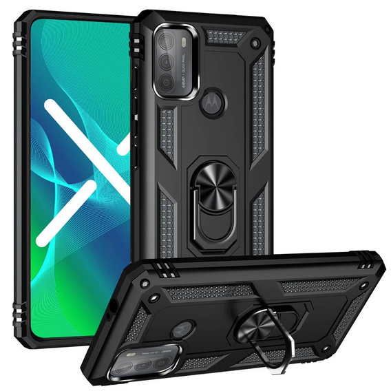 Бронированный Чехол до Motorola Moto G50, Nox Case Ring, чёрный