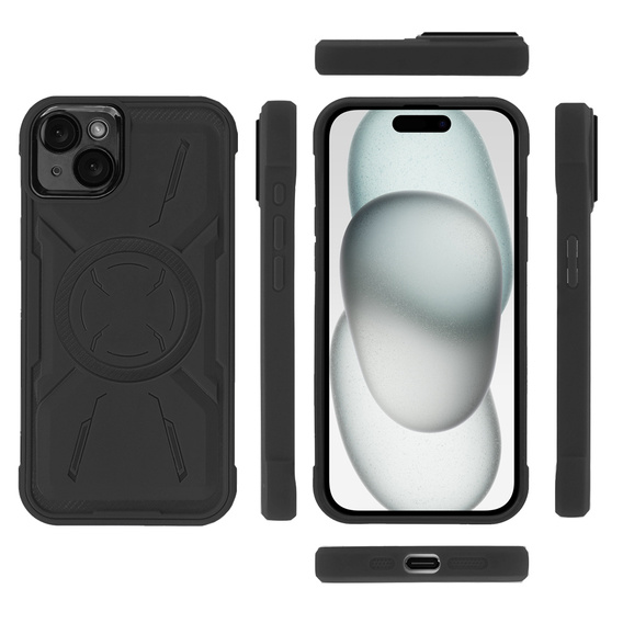 Чехол для iPhone 15, ERBORD Armor Mag, чёрный