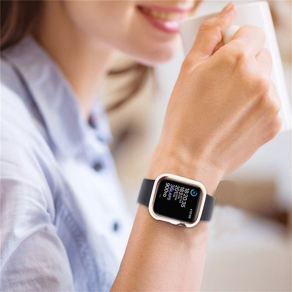 2в1 чехол и защитное стекло для часов Apple Watch 7/8 45mm - White / Gold