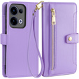 Чохол-книжка для Oppo Reno 13, Wallet Zipper Pocket, фіолетовий