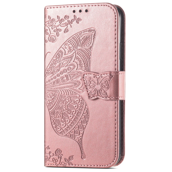 Откидной чехол для Samsung Galaxy A56, Butterfly, розовый rose gold