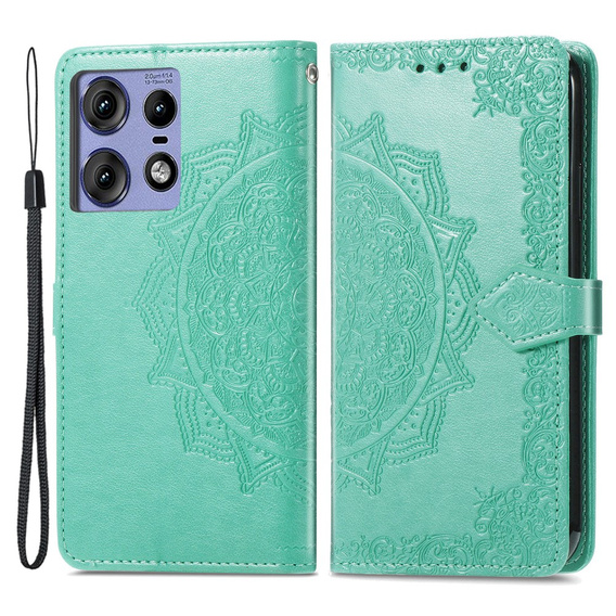 Откидной чехол для Motorola Edge 50 Pro, Mandala, зелёный