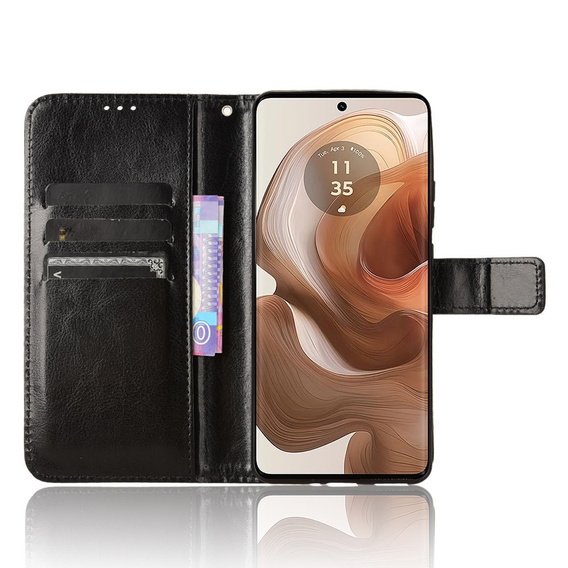 Футляр з клапаном для Motorola Edge 50 Ultra, Crazy Horse Wallet, чорний